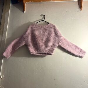 Cotton Candy LA Fuzzy Ribbed Pink Women's Cropped Sweater Size M/L